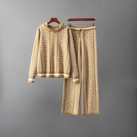 Geometric Elegance Knitted 2-Piece Set