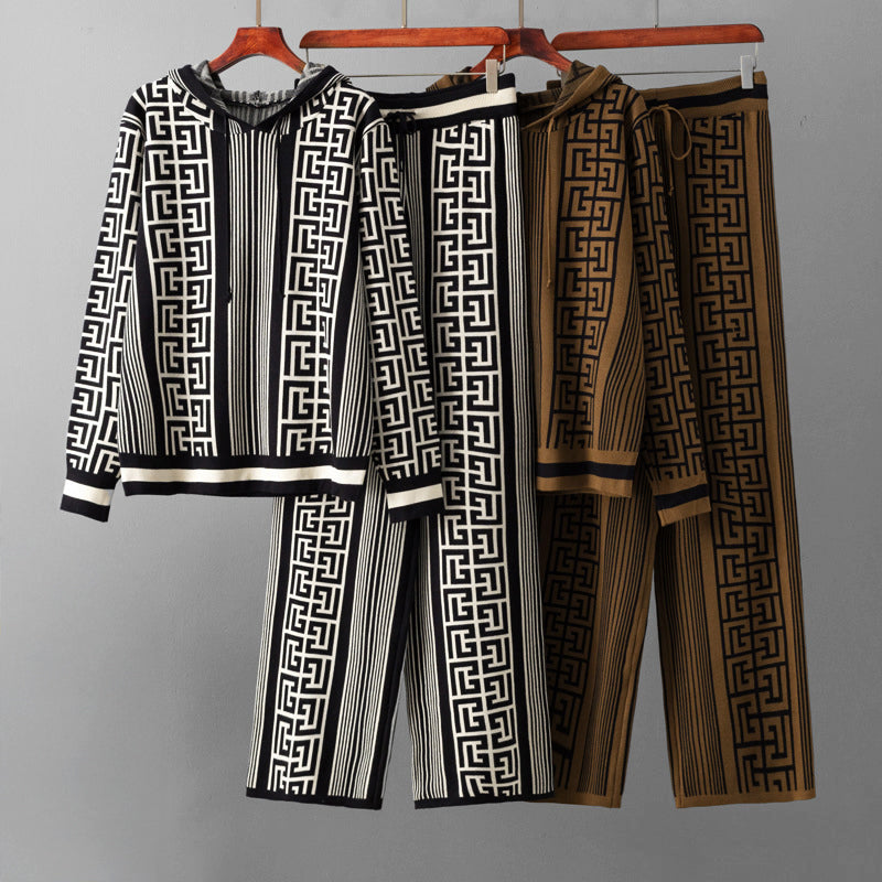 Geometric Elegance Knitted 2-Piece Set