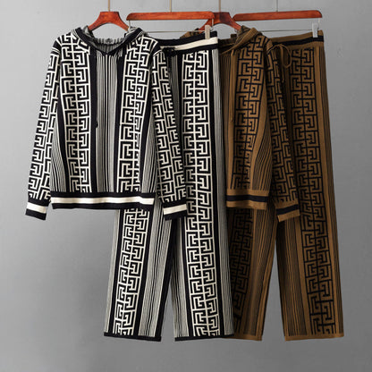Geometric Elegance Knitted 2-Piece Set