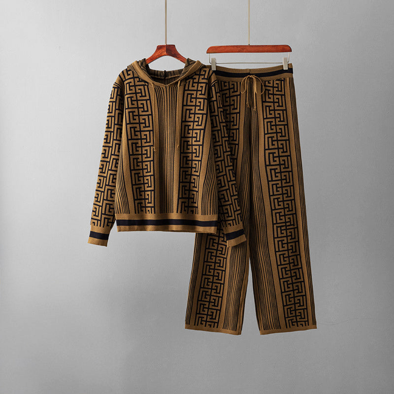 Geometric Elegance Knitted 2-Piece Set