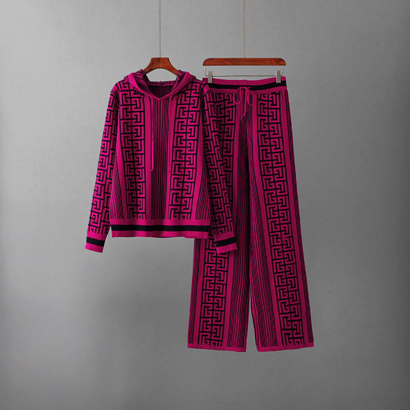 Geometric Elegance Knitted 2-Piece Set