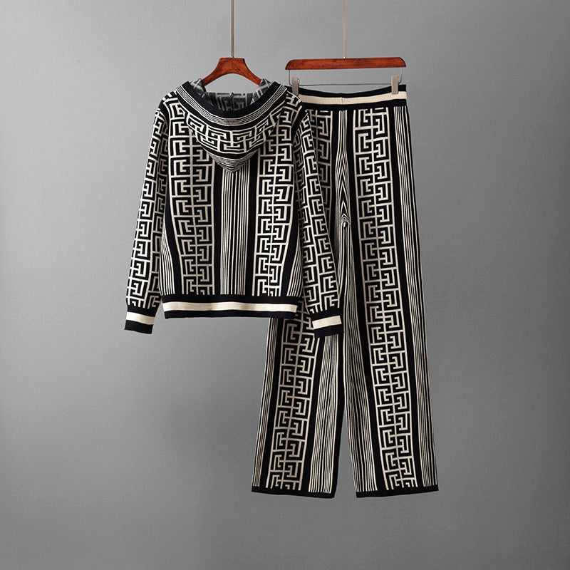 Geometric Elegance Knitted 2-Piece Set