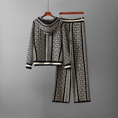 Geometric Elegance Knitted 2-Piece Set