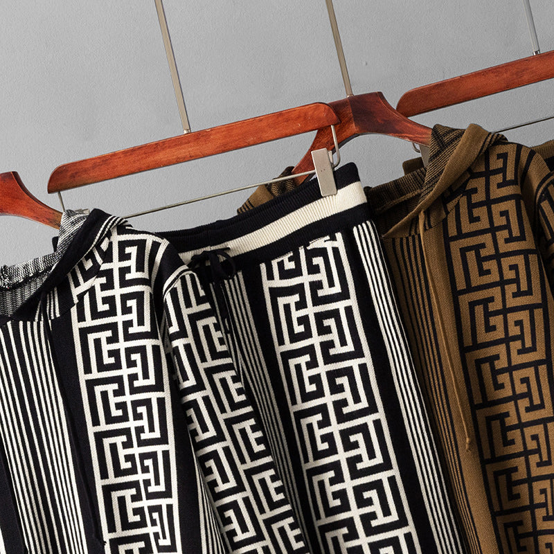 Geometric Elegance Knitted 2-Piece Set