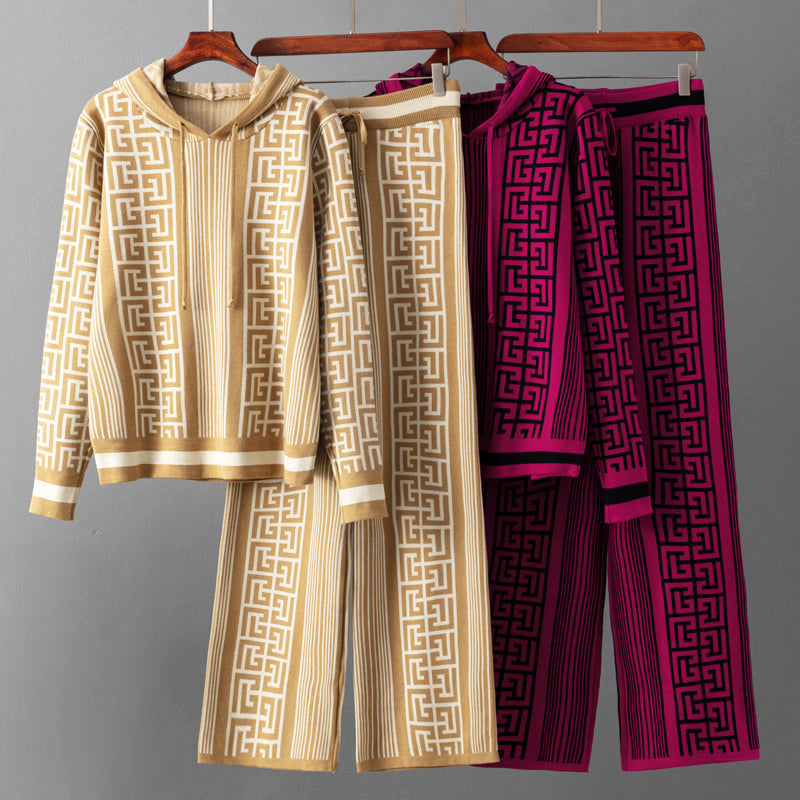 Geometric Elegance Knitted 2-Piece Set