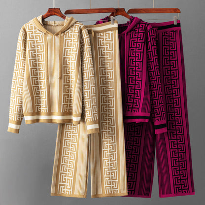 Geometric Elegance Knitted 2-Piece Set