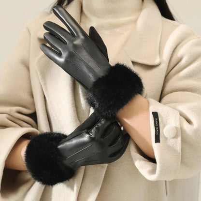Isabelle DeLacroix Gloves with Faux Fur Cuff