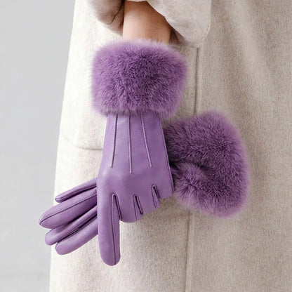 Isabelle DeLacroix Gloves with Faux Fur Cuff