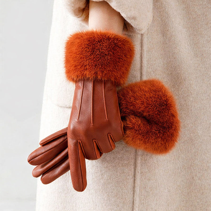 Isabelle DeLacroix Gloves with Faux Fur Cuff