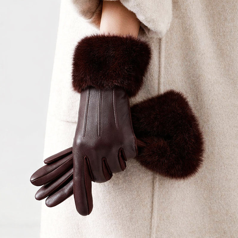 Isabelle DeLacroix Gloves with Faux Fur Cuff