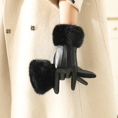 Isabelle DeLacroix Gloves with Faux Fur Cuff