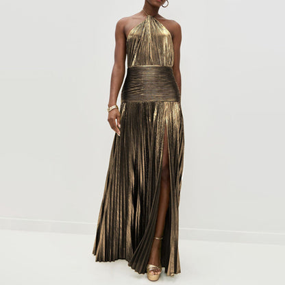 Isabelle DeLacroix Halter Cocktail Maxi Dress