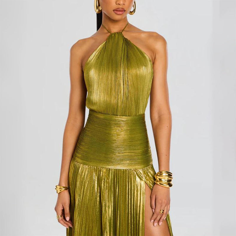 Isabelle DeLacroix Halter Cocktail Maxi Dress