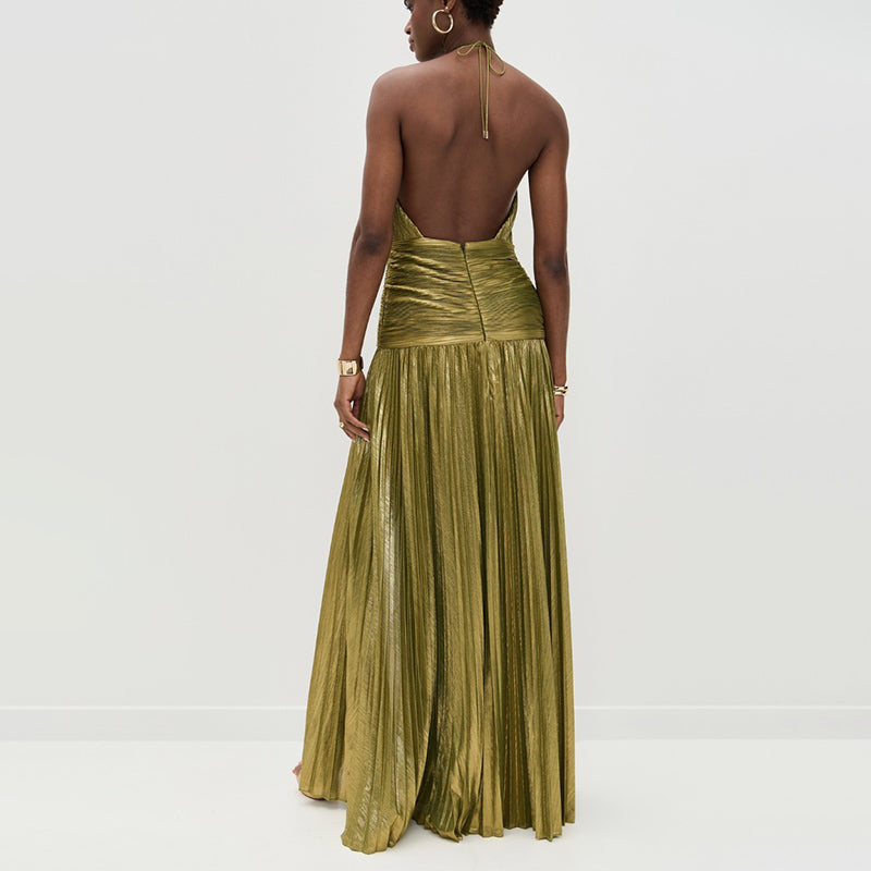 Isabelle DeLacroix Halter Cocktail Maxi Dress