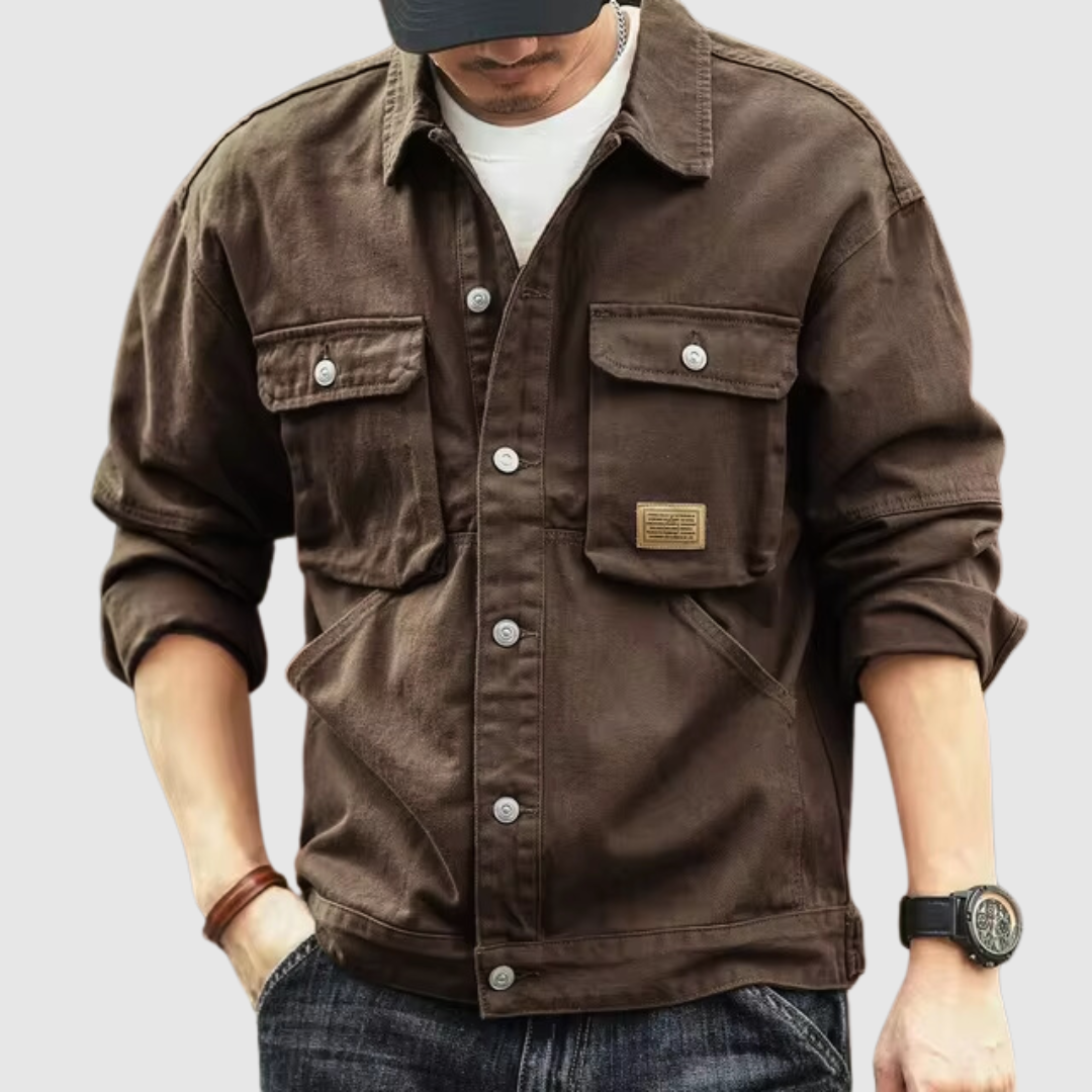 Jack Washington Cargo Denim Jacket Brown