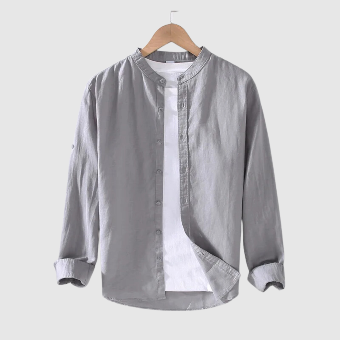 Jack Washington Casual Cotton and Linen Shirt Grey