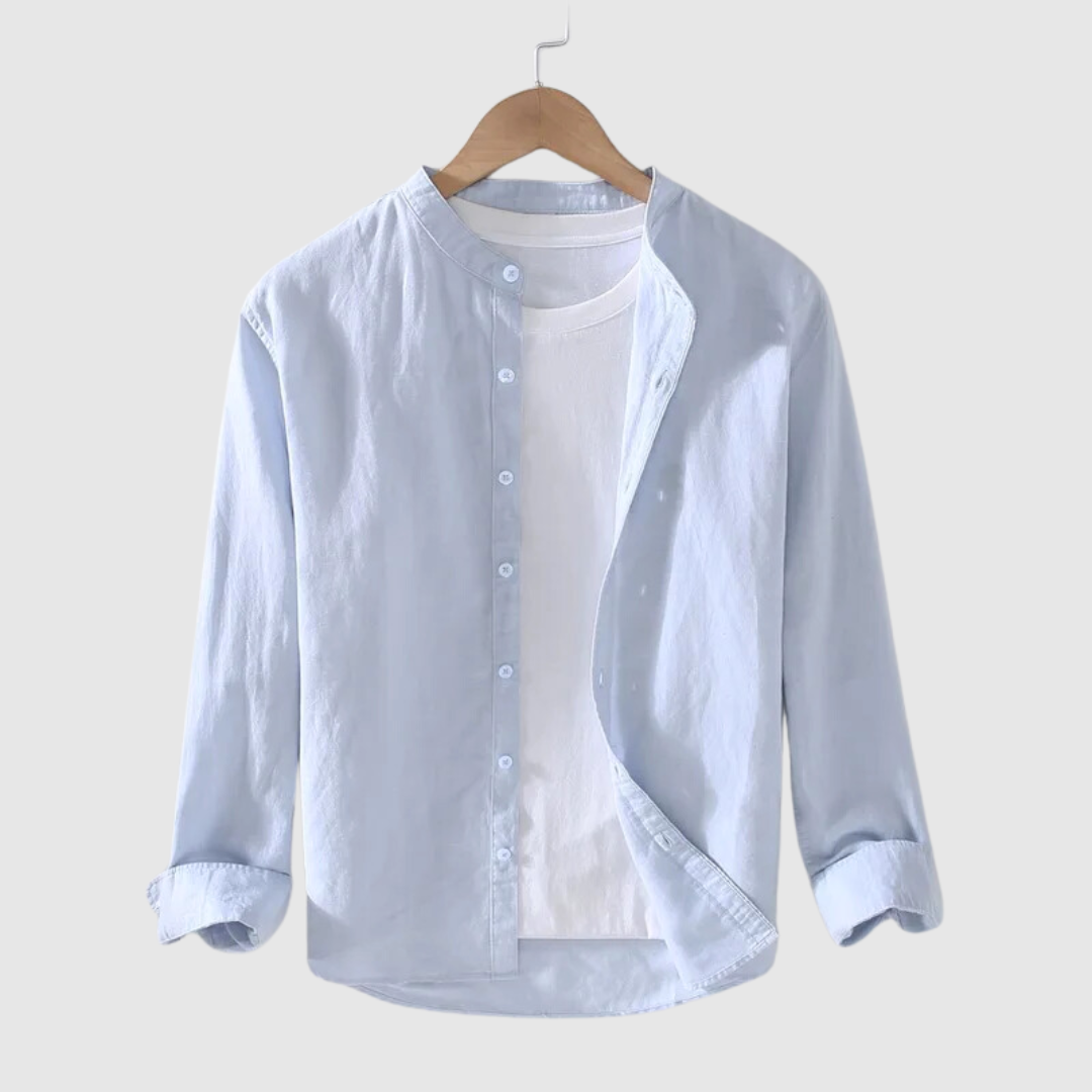 Jack Washington Casual Cotton and Linen Shirt Light Blue