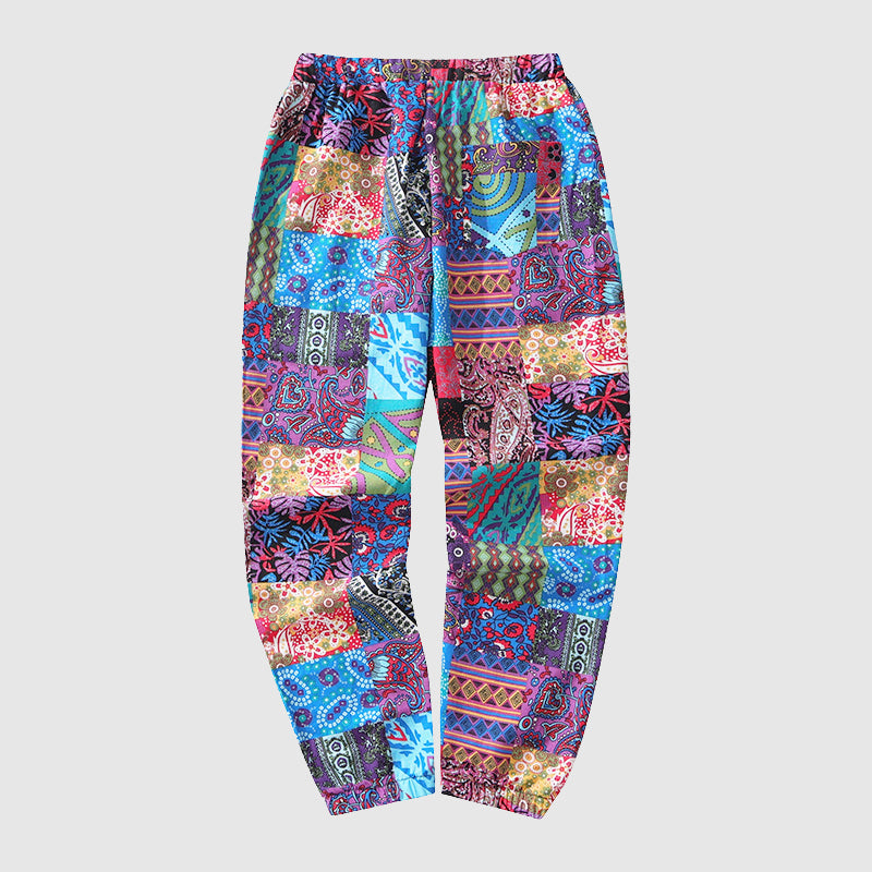 Jack Washington Patchwork Print Drawstring Pants