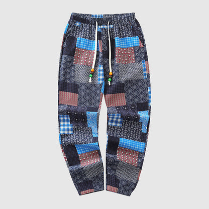 Jack Washington Patchwork Print Drawstring Pants