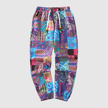 Jack Washington Patchwork Print Drawstring Pants