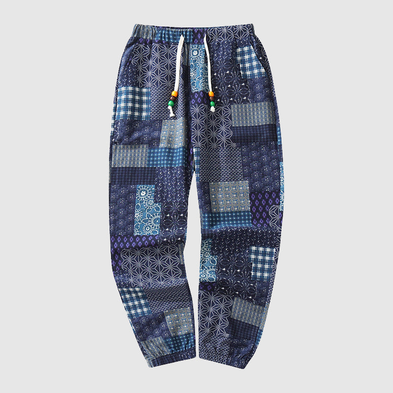 Jack Washington Patchwork Print Drawstring Pants