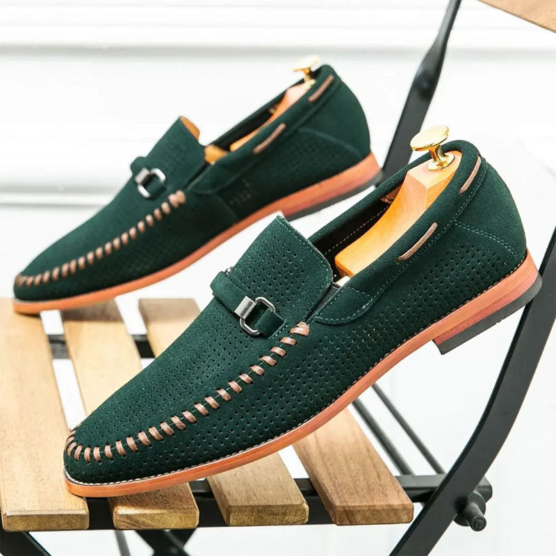 Jack Washington Perforated Suede Loafers
