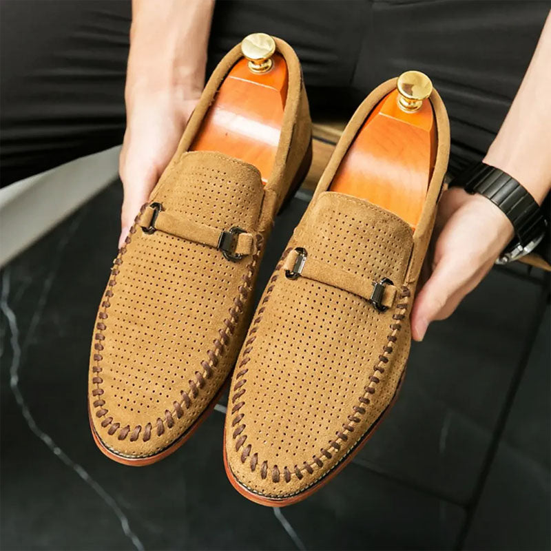 Jack Washington Perforated Suede Loafers