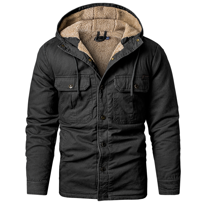 Jack Washington Hooded Velvet Jacket for Men – Winter Wear