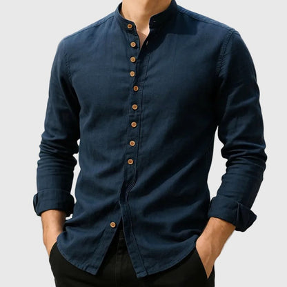 Jack Washington Cotton Shirt with Mandarin Collar