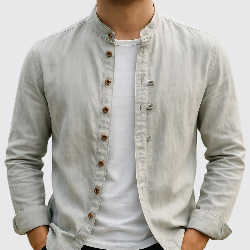 Jack Washington Cotton Shirt with Mandarin Collar