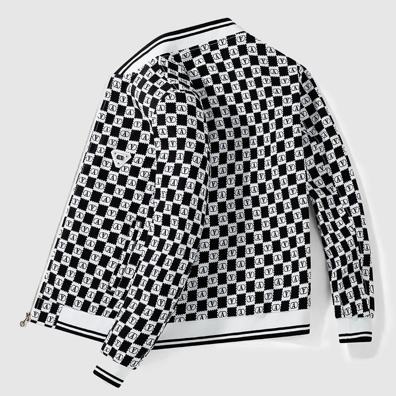 Jack Washington Retro Checkerboard Bomber Jacket