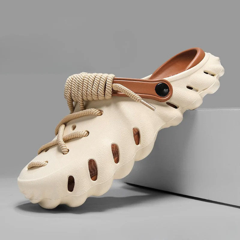 James Scott Clog Sandals with Lace Detail
