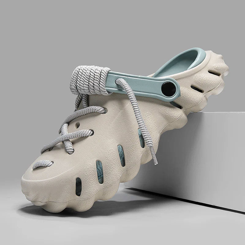 James Scott Clog Sandals with Lace Detail