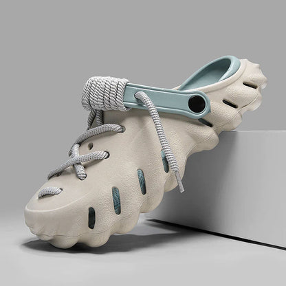 James Scott Clog Sandals with Lace Detail