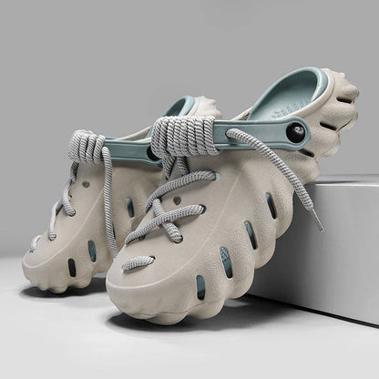 James Scott Clog Sandals with Lace Detail
