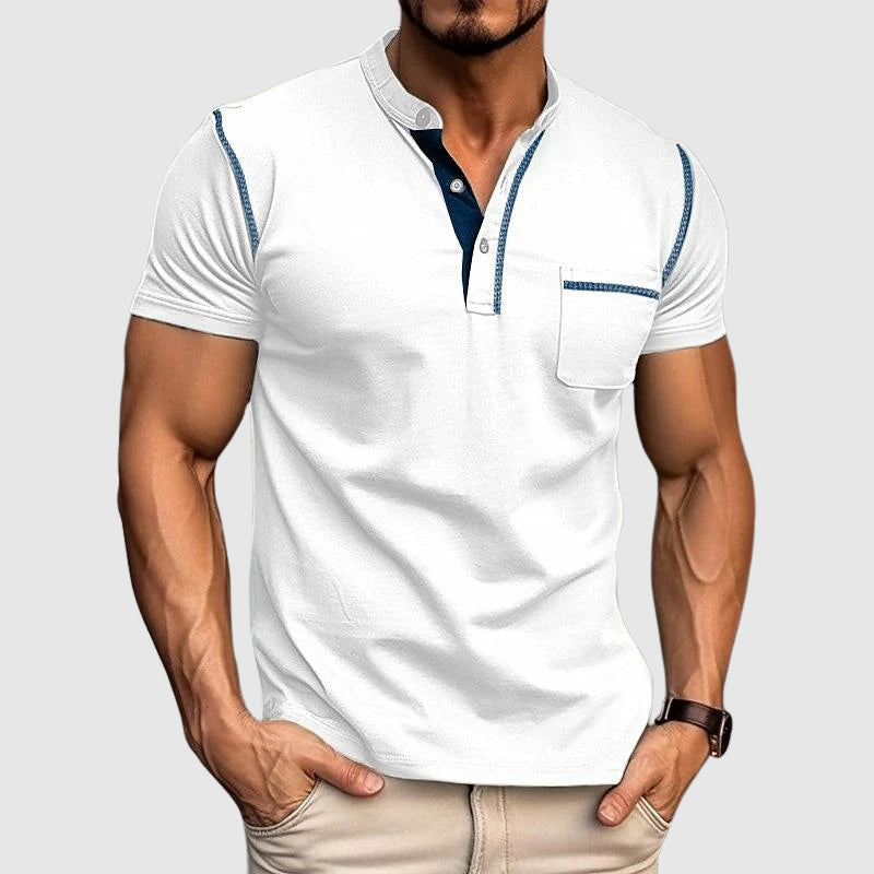 James Scott Contrast Henley Shirt