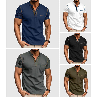 James Scott Contrast Henley Shirt