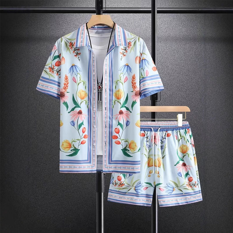James Scott Floral Print Shirt and Shorts Set