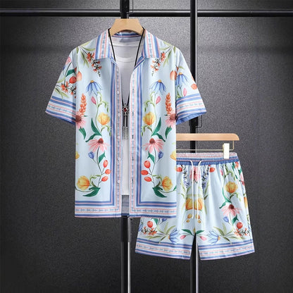 James Scott Floral Print Shirt and Shorts Set