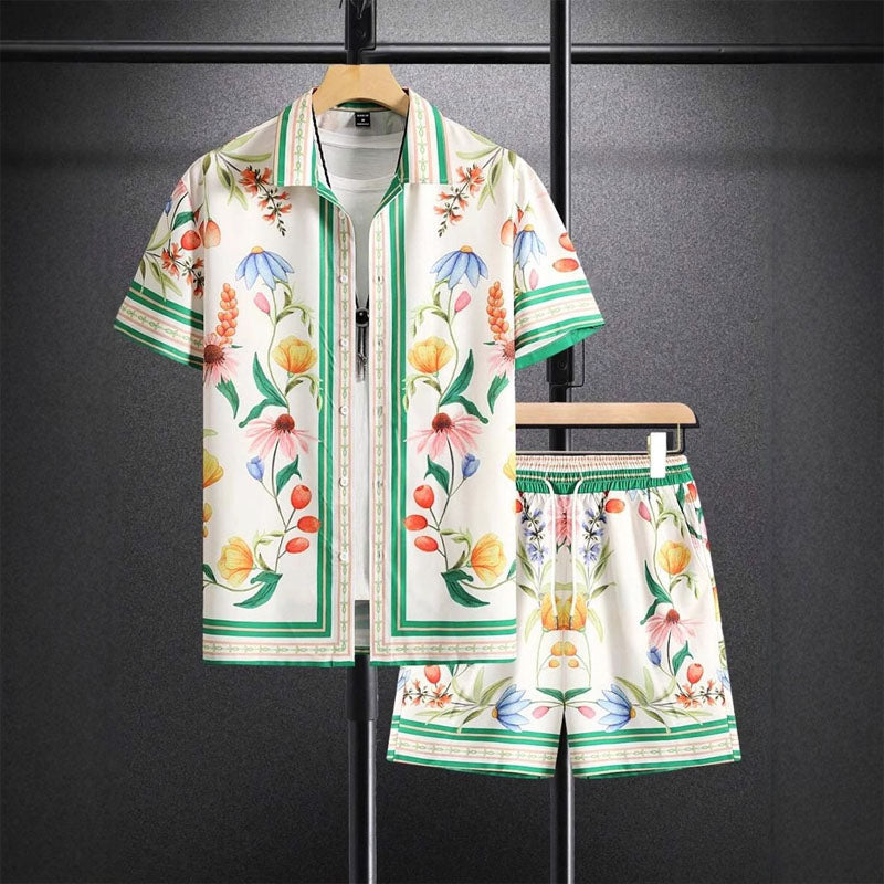 James Scott Floral Print Shirt and Shorts Set