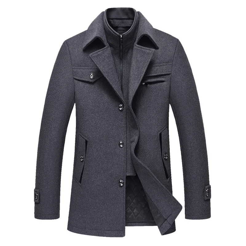 James Washington Men Mid-Length Wool Coat