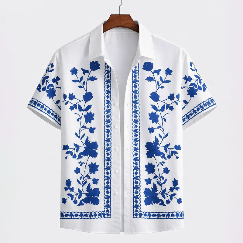 James Scott Floral Short Sleeve Button-Up Shirt