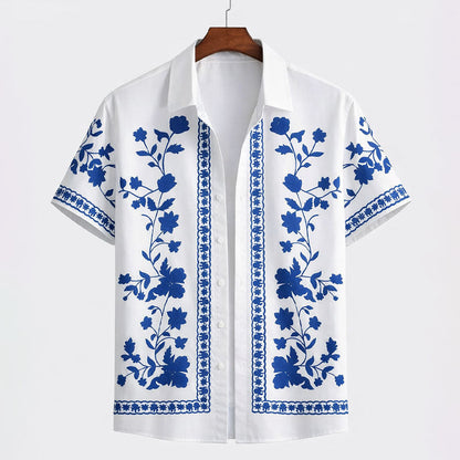 James Scott Floral Short Sleeve Button-Up Shirt