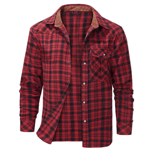 Long Sleeve Lumberjack Button-Up Shirt for Men