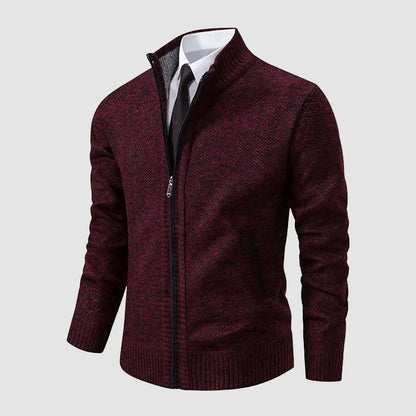 Men’s Casual Knit Cardigan with Zipper Closure and Pockets