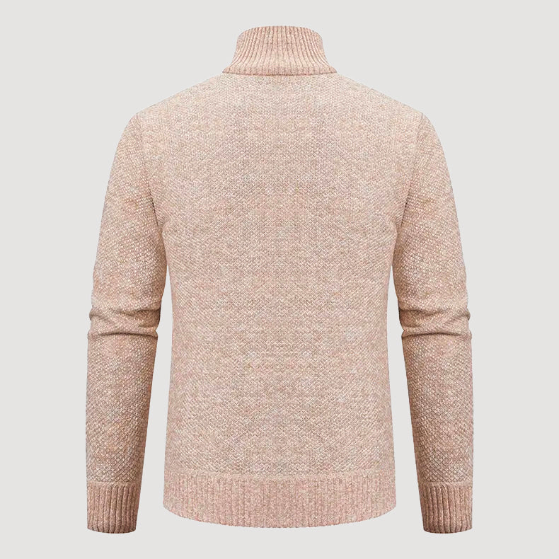 Men’s Casual Knit Cardigan with Zipper Closure and Pockets