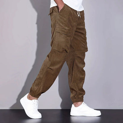 Men’s Corduroy Jogger Pants with Cargo Pockets