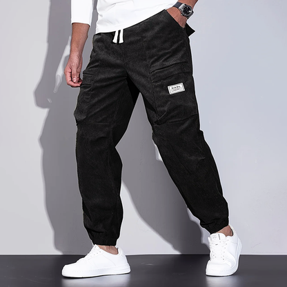 Men’s Corduroy Jogger Pants with Cargo Pockets