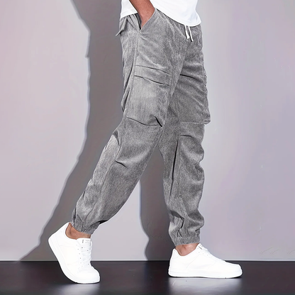 Men’s Corduroy Jogger Pants with Cargo Pockets