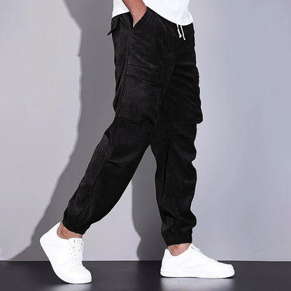 Men’s Corduroy Jogger Pants with Cargo Pockets